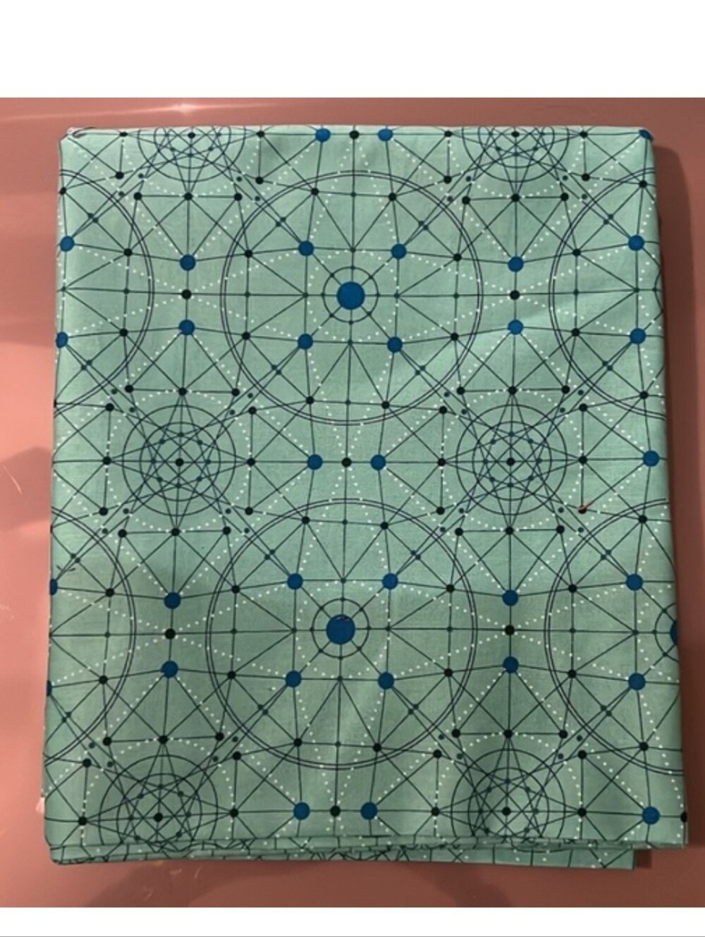 Aqua Geometric Dot Cotton Fabric Panel